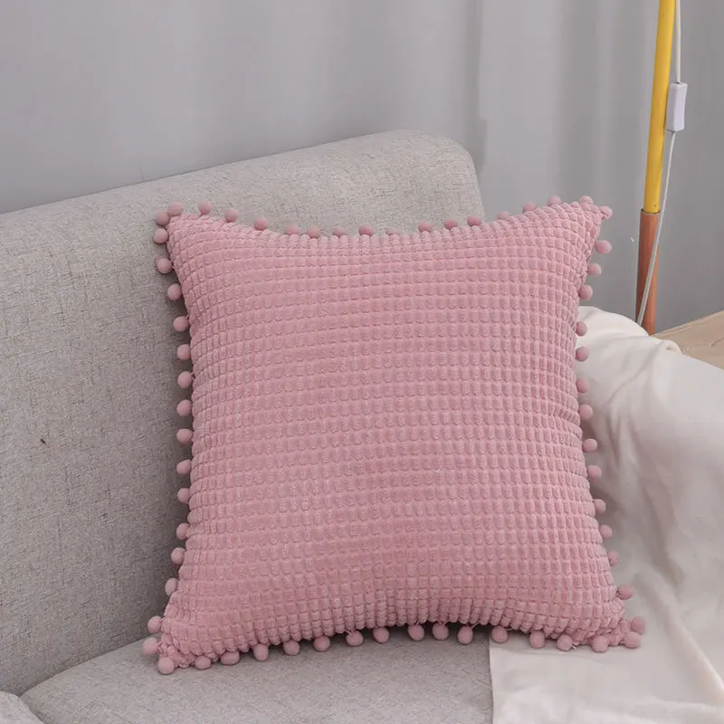 

Ins pure color fabric plush with corn kernels, Nordic home, no bed back, sofa, pillow core, wind cushion pillow case