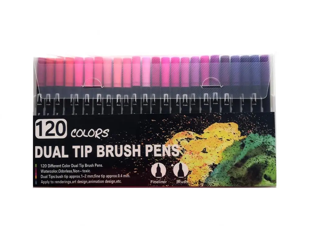 120 Colors Высокое качество 120 цветов двойной тонкий кончик кисти художественные маркеры ручки школьные принадлежности для рисования комикс и дизайн - Цвет: 120 Colors