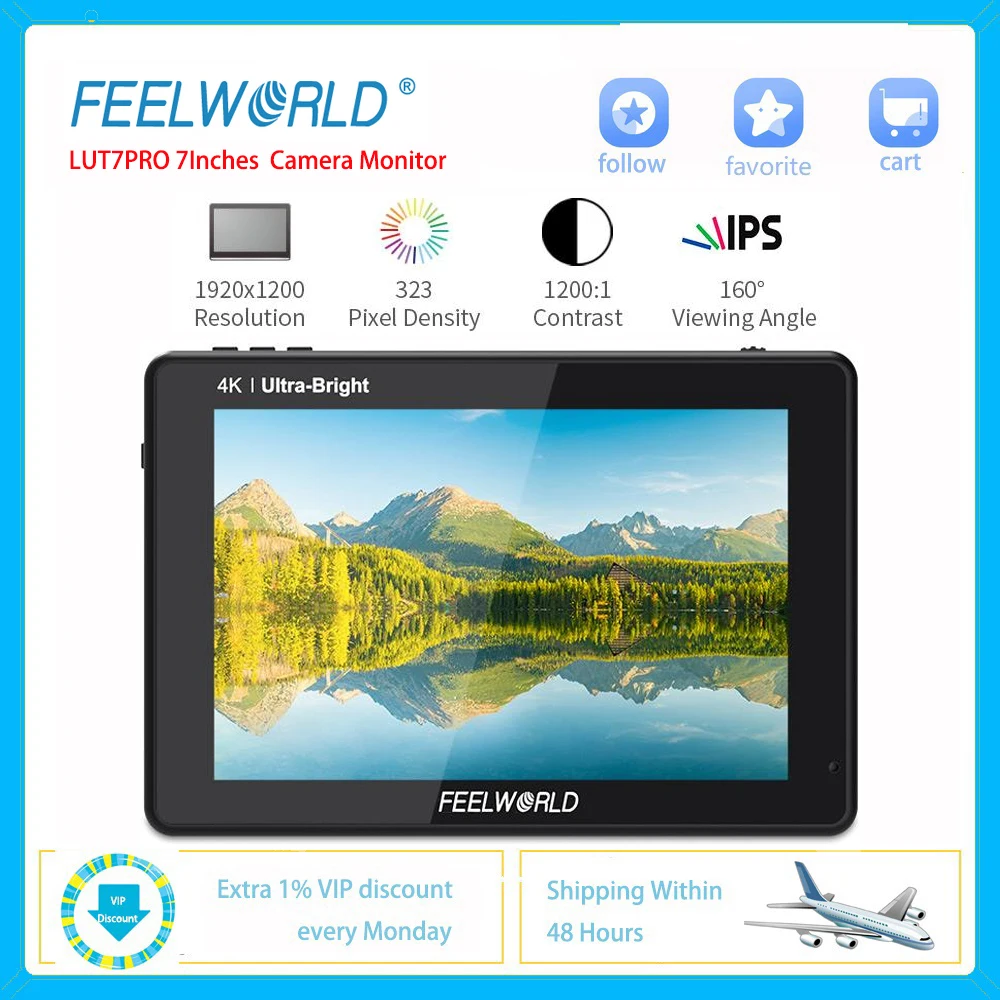 FEELWORLD LUT7PRO 7 ''IPS 4K на Камера монитор DSLR 3D LUT 2200 нит 1080P HD для HDMI Nikon Sony Canon