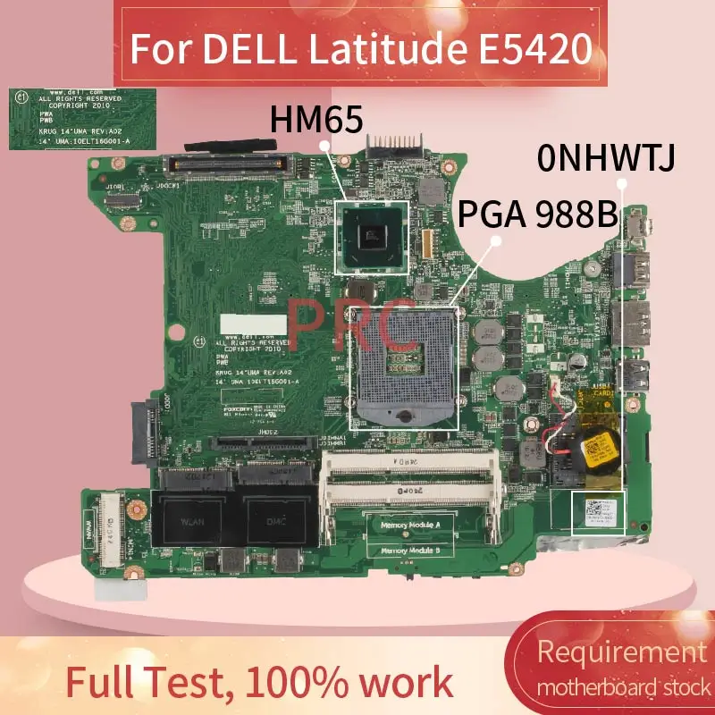 0nhwtj para Dell Cn-0nhwtj Latitude Computador Portátil Placa-mãe Hm65 Rev A02 Ddr3 Notebook Mainboard E5420