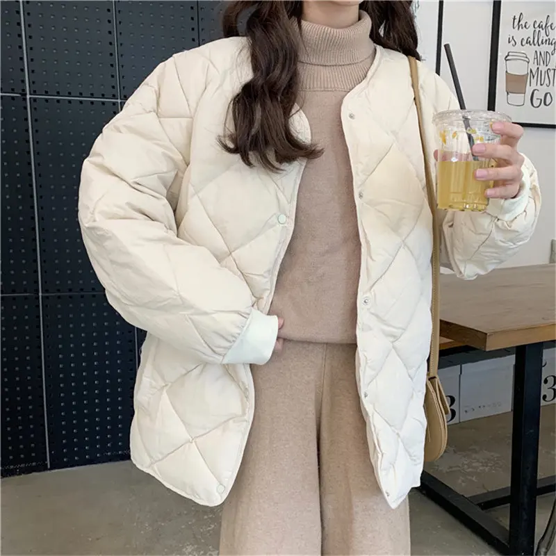 

Female Fresh High Quality Casual Loose Outwear Chic Thicken Oversize Stylish Winter All-Match Warm Coat 2 Types