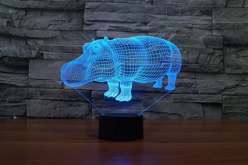 

Rhino shape Party decoration Creative gifts 3D Acrylic Colorful illusion Lamp LED Night Gradient Atmosphere Novelty Light
