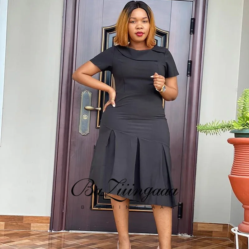 

BAZIIINGAAA Plus Size Evening Dresses Women With Long Sleeve V Neck Polyester Fabric is Stretch Fashion Women Clothes Dresses
