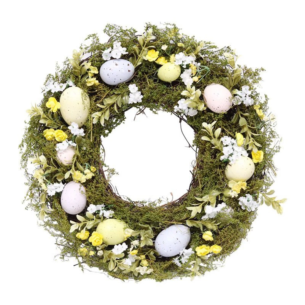 

Artificial Easter Egg Wreath Simulated Flower Leaves Design Wall Wreath Holiday Front Door Garlands Pendant Home Decoration