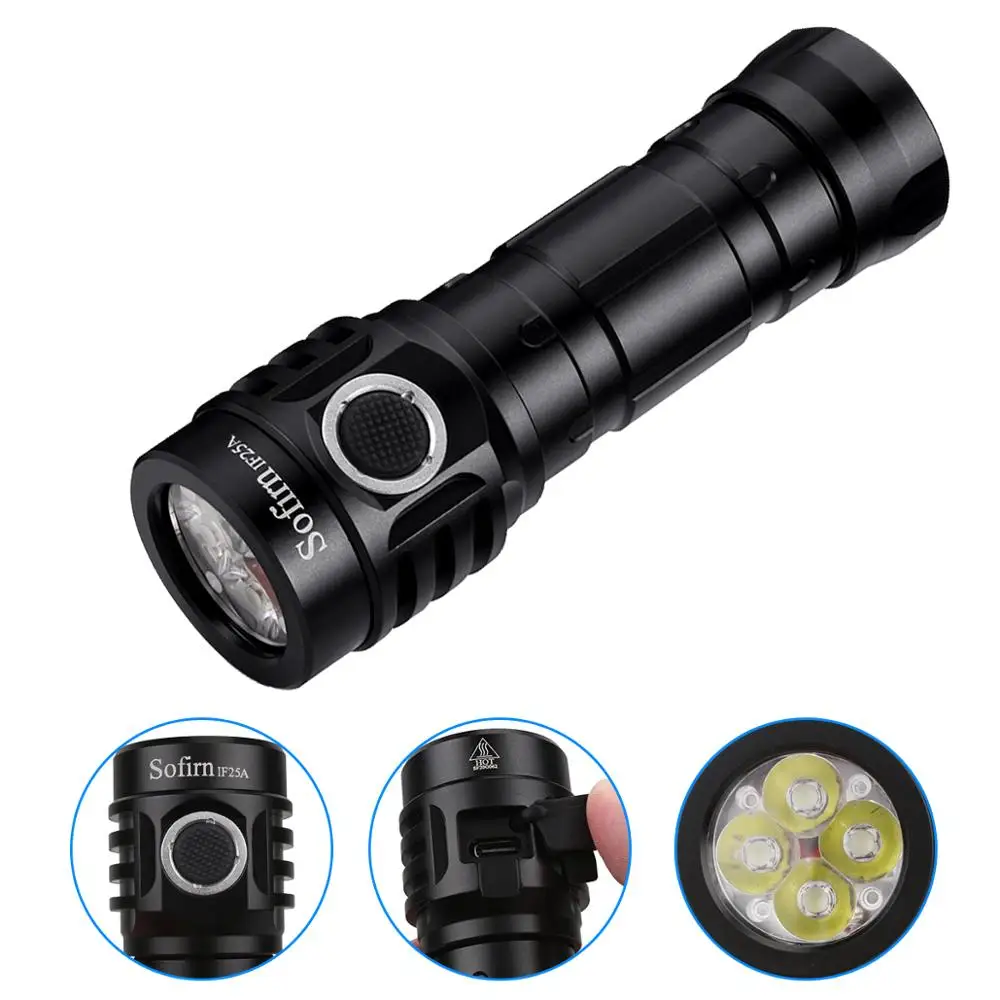 

Sofirn IF25A BLF Anduril Powerful USB C Rechargeable LED flashlight 21700 Lamp 4000lm 4*SST20 Torch with TIR Optics