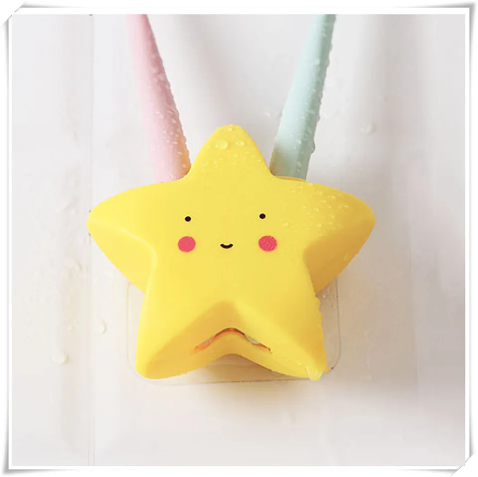 Star yellow MSJO держатель для зубной щетки, Настенный декор, держатель для зубной щетки, органайзер, подставка для бритвы, щетка для украшения дома, аксессуары для ванной комнаты - Цвет: Star yellow