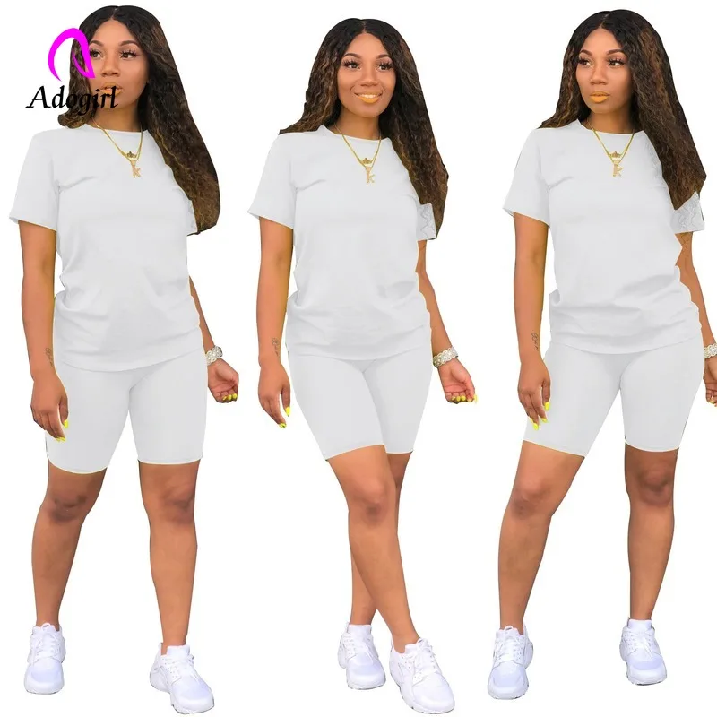 

Tracksuit Women Summer 2020 Two Piece Set Crop Top + Biker Shorts Set Women Club Outfits Matching Sets Jogging Femme Plus Size