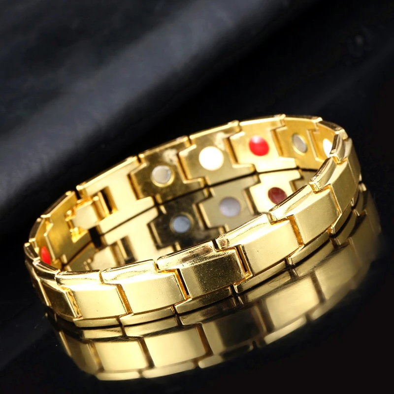 

Luxury Men Bracelet Alloy Stainless Steel Black Health Magnet Healthy Luxury Detachable Couple Gift Fashion Jewelry