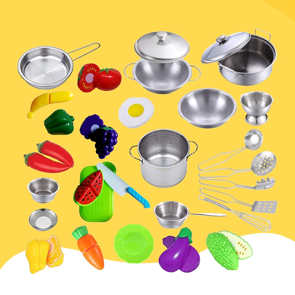 

Pretend Cooking Toy Cookware Saucepan Spoon Utensils Set Toy