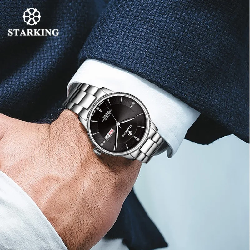 

STARKING Brand Watch Men Mechanical Wristwatches Japan NH36 Automatic Movt Sapphire 50M Waterproof Business Watch for Men AM0270
