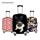 Пылезащитный чехол для багажа с милым принтом мопса twoheart sgirl, плотный эластичный чехол для дорожного костюма, чехол на колесиках, чехол для багажника, чехол