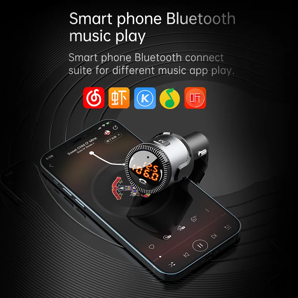 

Bluetooth 5.0 FM Transmitter for Car USB C PD 18W Charger BT FM Radio Adapter Support Bluetooth Automatic Re-pairing
