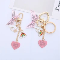 heart bow dog rabbit love keychain cartoon anime metal pendant butterfly car key chain ins girls fashion bag charm gifts keyring
