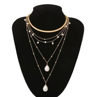bohemian multi layer long necklace for women imitation pearl choker necklace collars statement necklace summer jewelry
