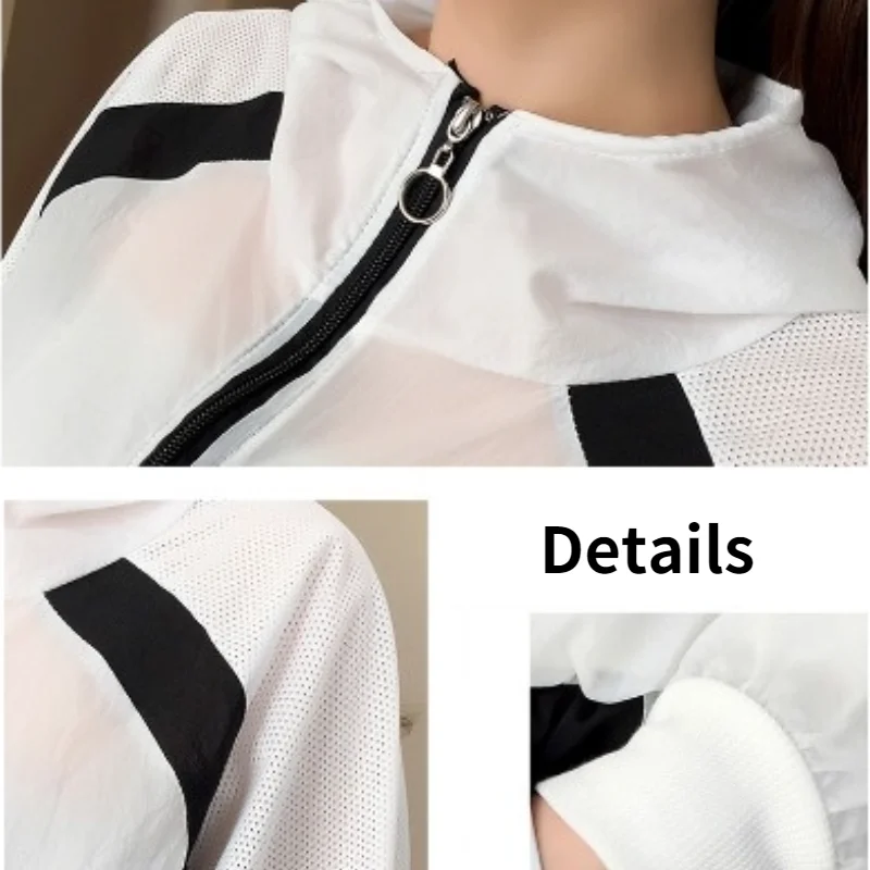 

Fashion Short Sets Women Patchwork Basic Outfits Sun Protection Breathable Hooded Outerwear Casual Trousers Workout Simple Teens