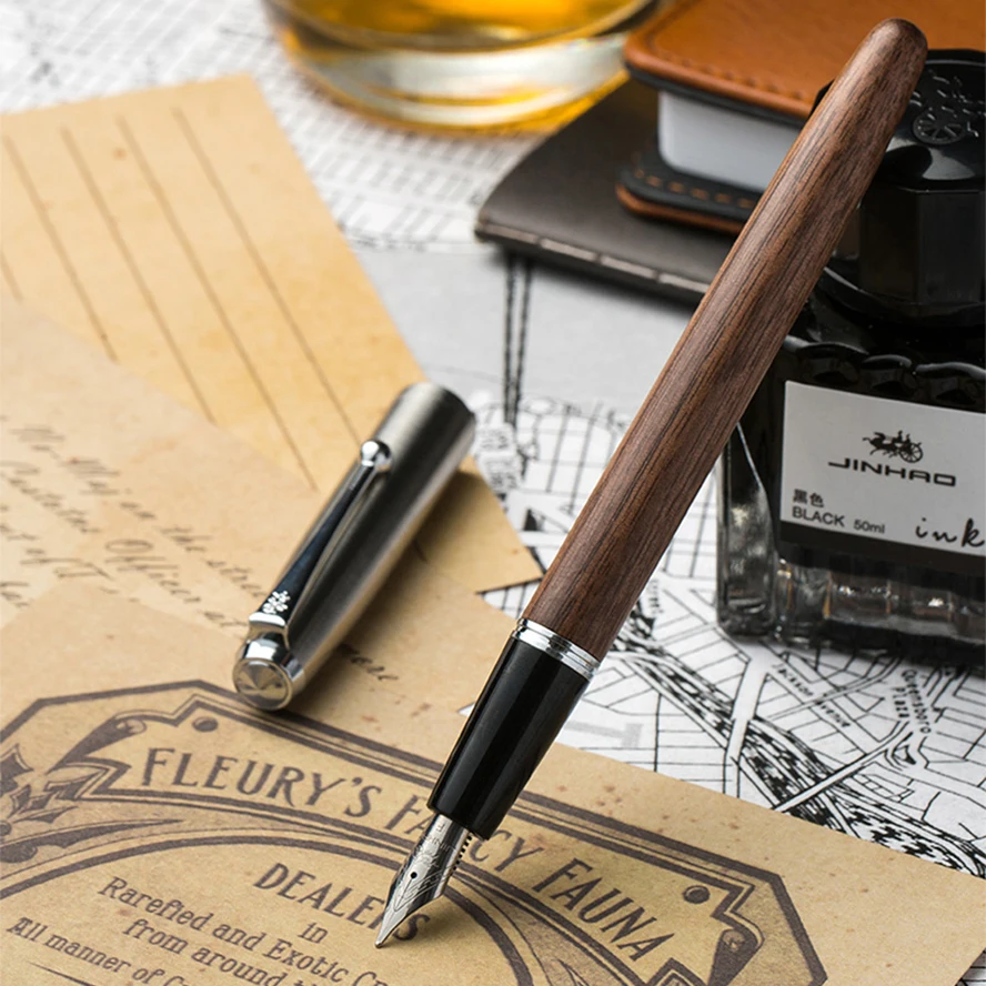 Винтаж Jinhao 51a Высокое качество деревянная перьевая ручка 0,5 мм 0,38 мм чернильная ручка NIB школьные канцелярские принадлежности подарок
