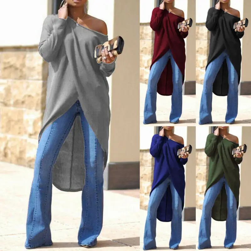 Женская блузка с косым воротником и длинным рукавом женские повседневные