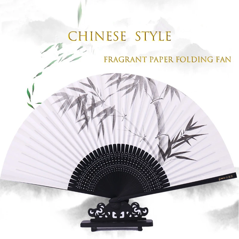 

Женский летний складной веер, высококачественный бумажный веер из бамбукового дерева для ароматерапии, уличный декоративный веер, подарок ...