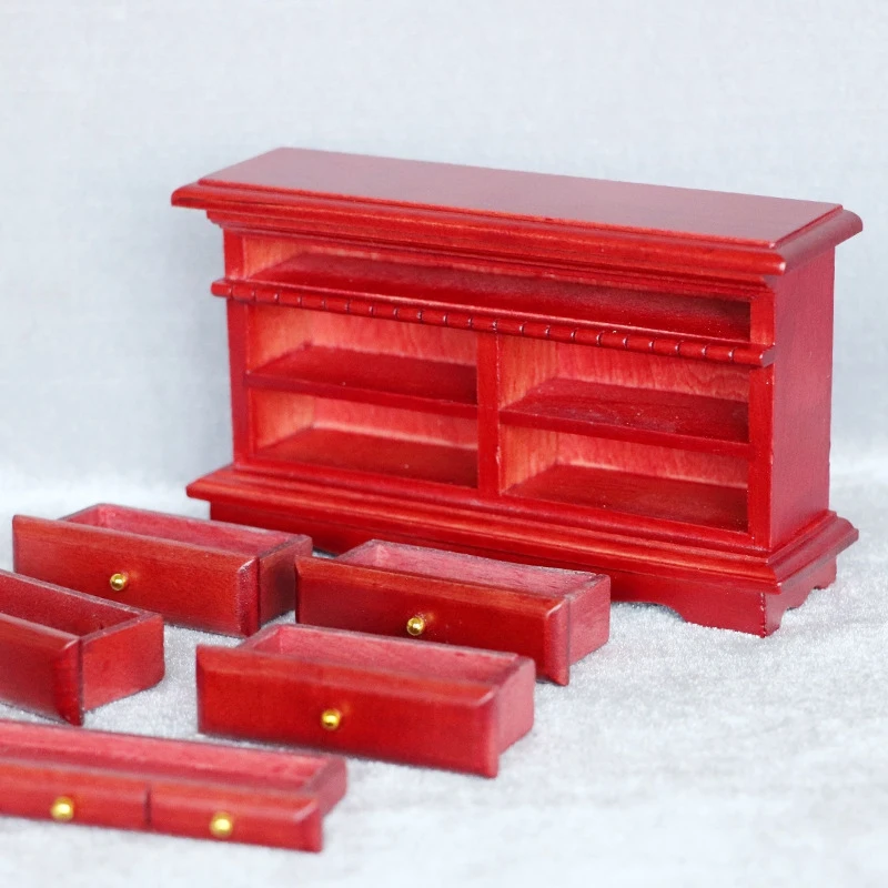 

1:12 Dollhouse Miniature Furniture Room Wooden Multi-Drawer Dressing Table Model Dollhouse Accessories