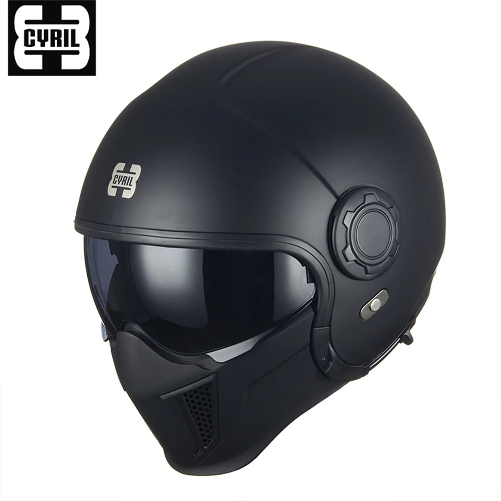 

CYRIL OP12A WARRIOR Modular Motorcycle Helmet Full Face Open Face Convertible Combination Half Helmet Cruiser Retro Biker