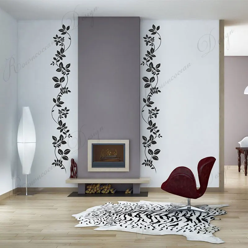 4 шт./компл. цветочные и листья наклейки на стену Современный домашний декор для