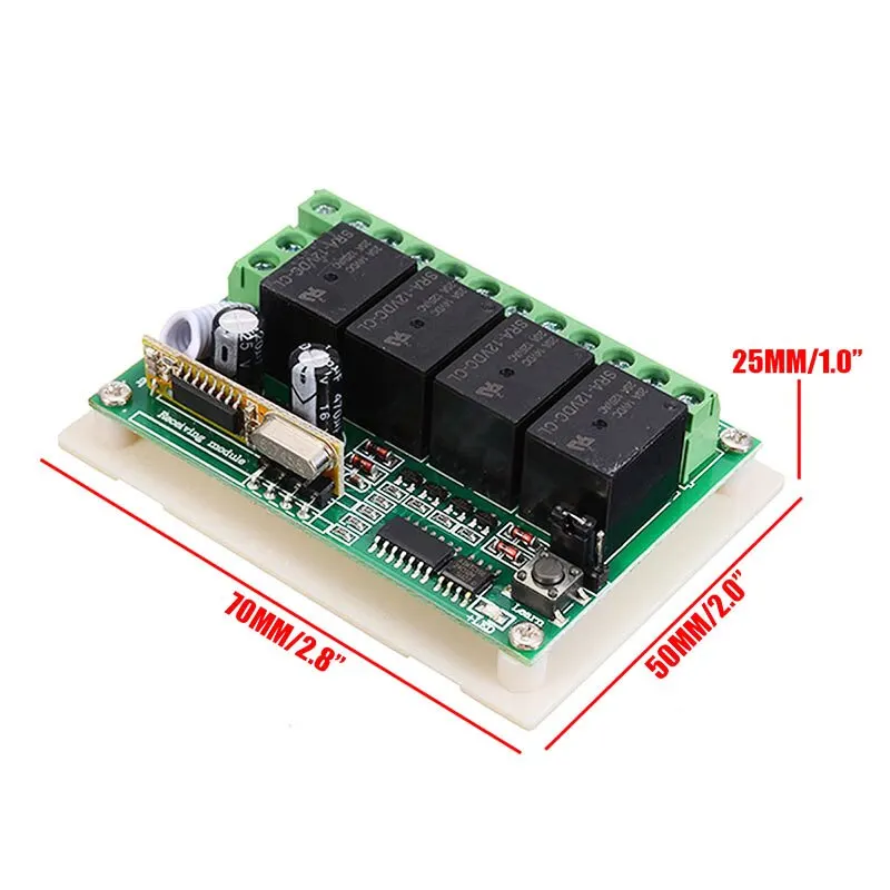 433Mhz Wireless Remote Control Switch DC 12V 4CH Relay Receiver Module and 4-channel RF + 2pcs Transmitter | Электроника
