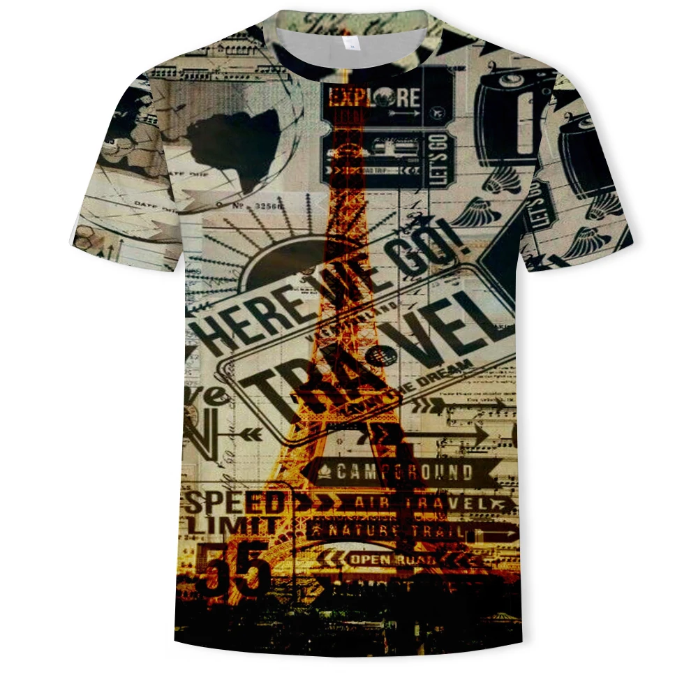 

Summer retro men's T-shirt 3D printing fashion popular casual T-shirt men's short-sleeved cool breathable T-shirt top
