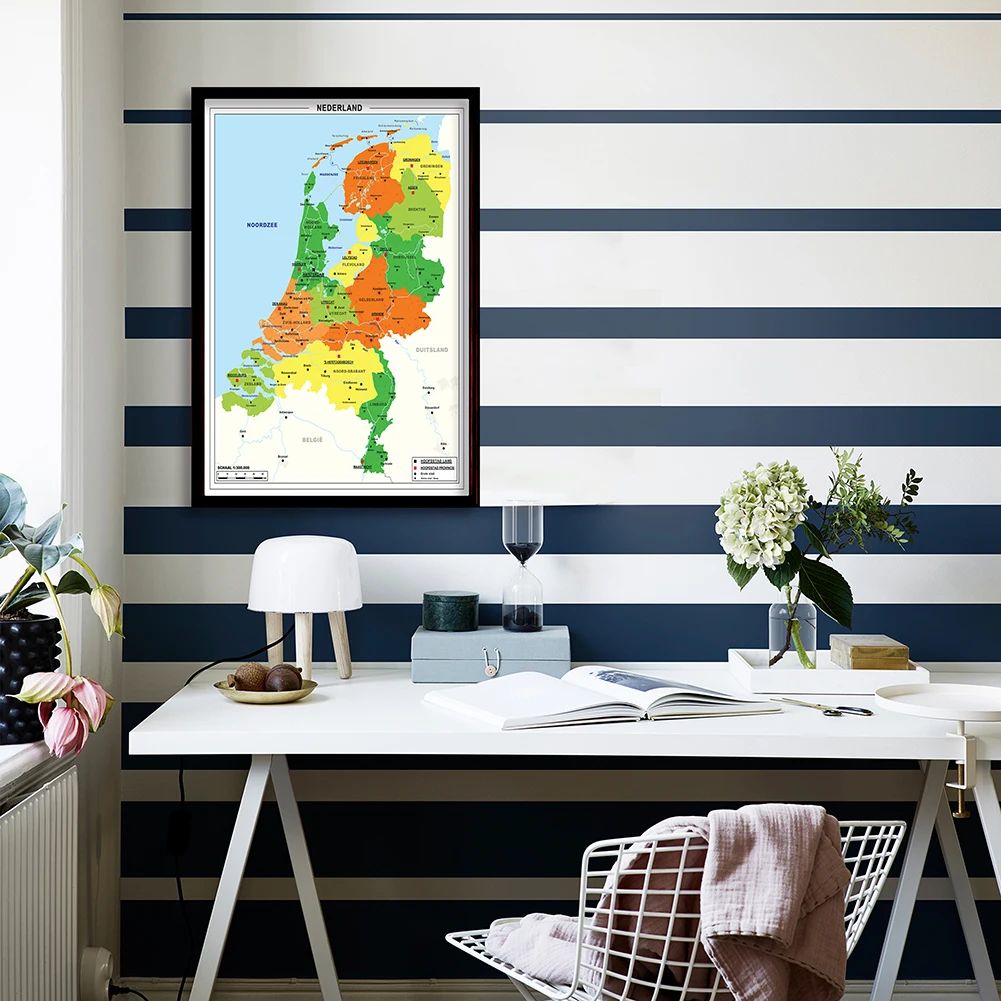 

Netherlands Map In Dutch Canvas Painting 60*90cm Party Gift Wall Decoration Poster for School Supplies Education