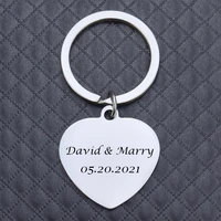 custom couple keychain gift for anniversary stainless steel heart pendant key chain personalized text initial letters keyring