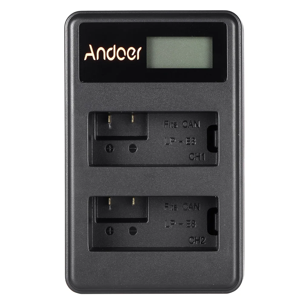 Andoer LP-E8 Перезаряжаемые светодиодный Дисплей Li-Ion Батарея Зарядное устройство для