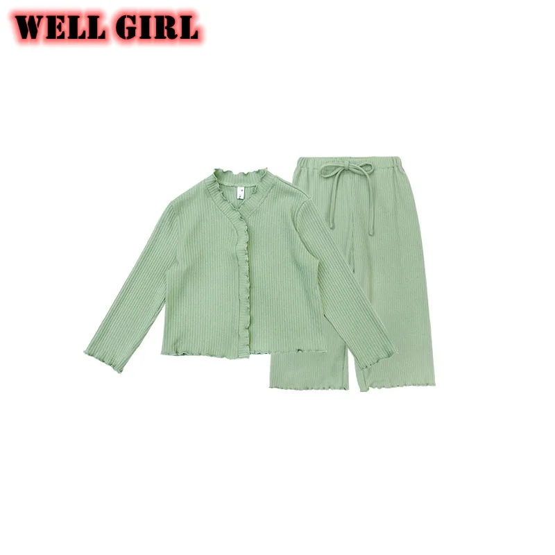 

2 piece set long sleeve shirt and wide leg pants bell bottoms outfits spring fall clothes toddler kids baby girls 2 to 10 yrs