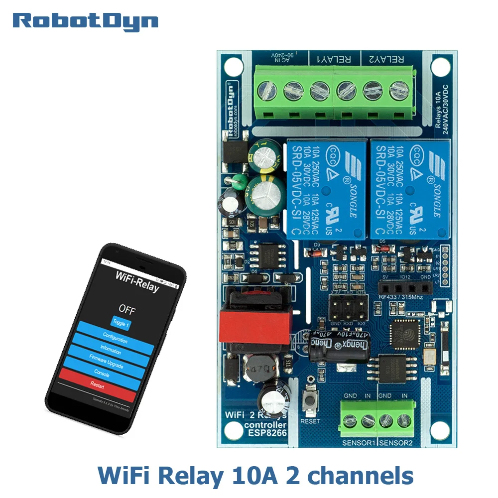 

Wi-Fi ESP8266 реле 1/2 каналов для переключателя 10A/40A. Питание в переменном токе 90 ~ 240 В. Вспышка 4M. Керамическая антенна дБи. Для проектов IoT DIY