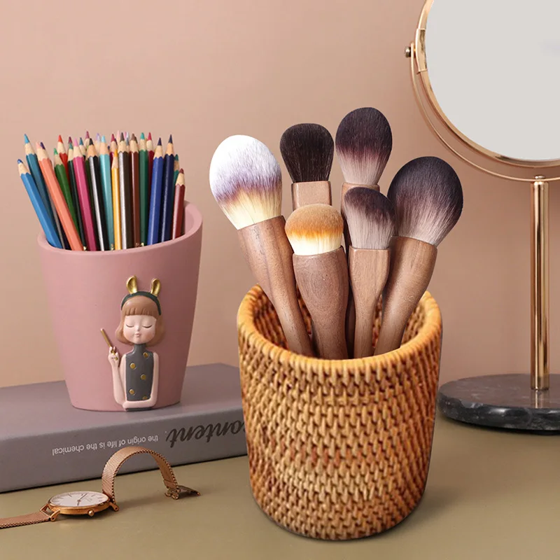 

Rattan Chopsticks Tube Shovel Spoons Bucket Dinner Knives Forks Tableware Box Home Ewoven Storag Baskets Organizer For Cosmetics
