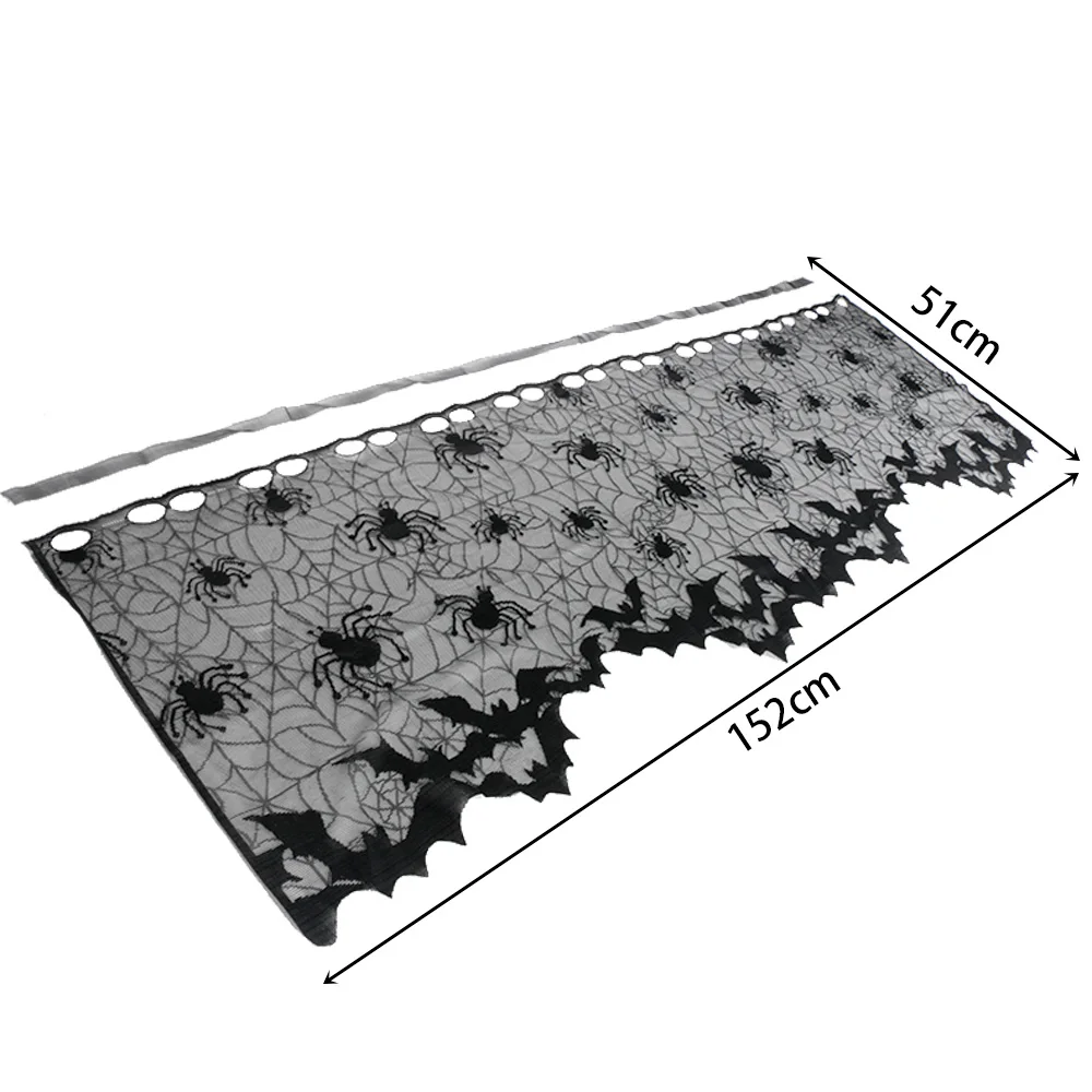 Хэллоуин кружево летучая мышь спайдервеб лампа тени Топпер шторы Swag