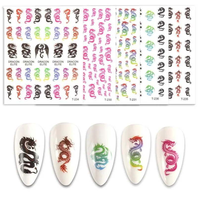 Наклейки для ногтей в виде дракона японский дизайн крест 3d наклейки наклейка