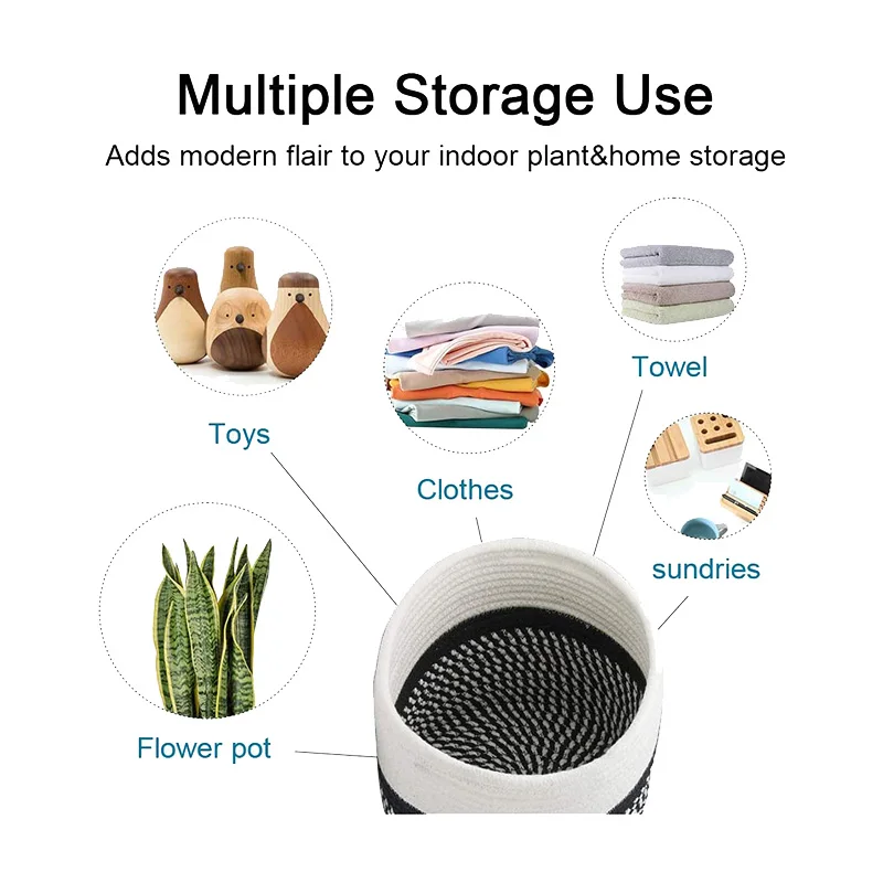 

Cotton Rope Plant Basket,Multifunctional Basket perfect Choice for Home Decor and Storage