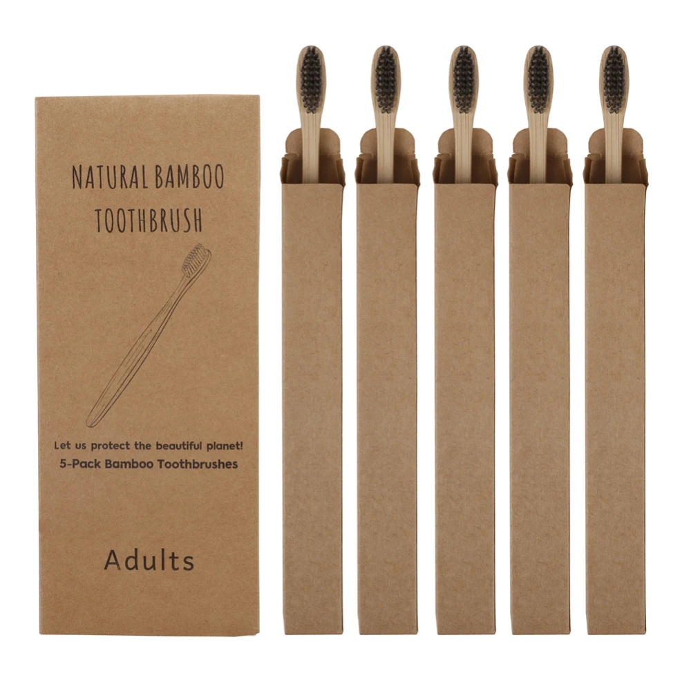 5 шт. Экологически чистая зубная щетка с бамбуковым углем для ухода за полостью