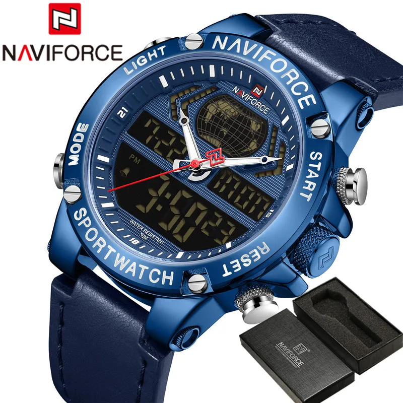 Часы наручные NAVIFORCE Мужские Цифровые спортивные брендовые Роскошные Кварцевые