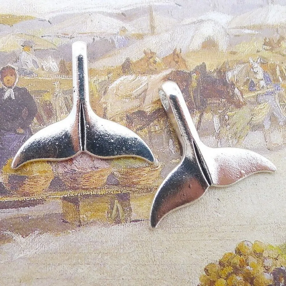

50 шт Подвески рыбий хвост 29 мм x 33 мм DIY ювелирных изделий Кулон Античный серебряный цвет