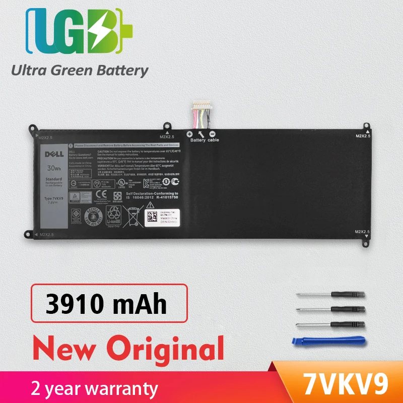 

UGB новый оригинальный 7VKV9 9TV 5X Сменный аккумулятор для Dell XPS 12 7000 7275 9250, Latitude 7000 7275 9250 Аккумулятор для ноутбука