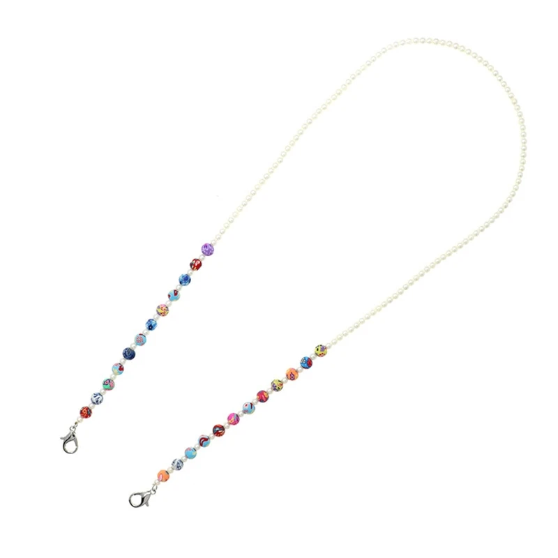 

Colorful Pearl Beaded Chain Face Mask Holder Necklace Eyeglass Lanyard Strap Y1AC