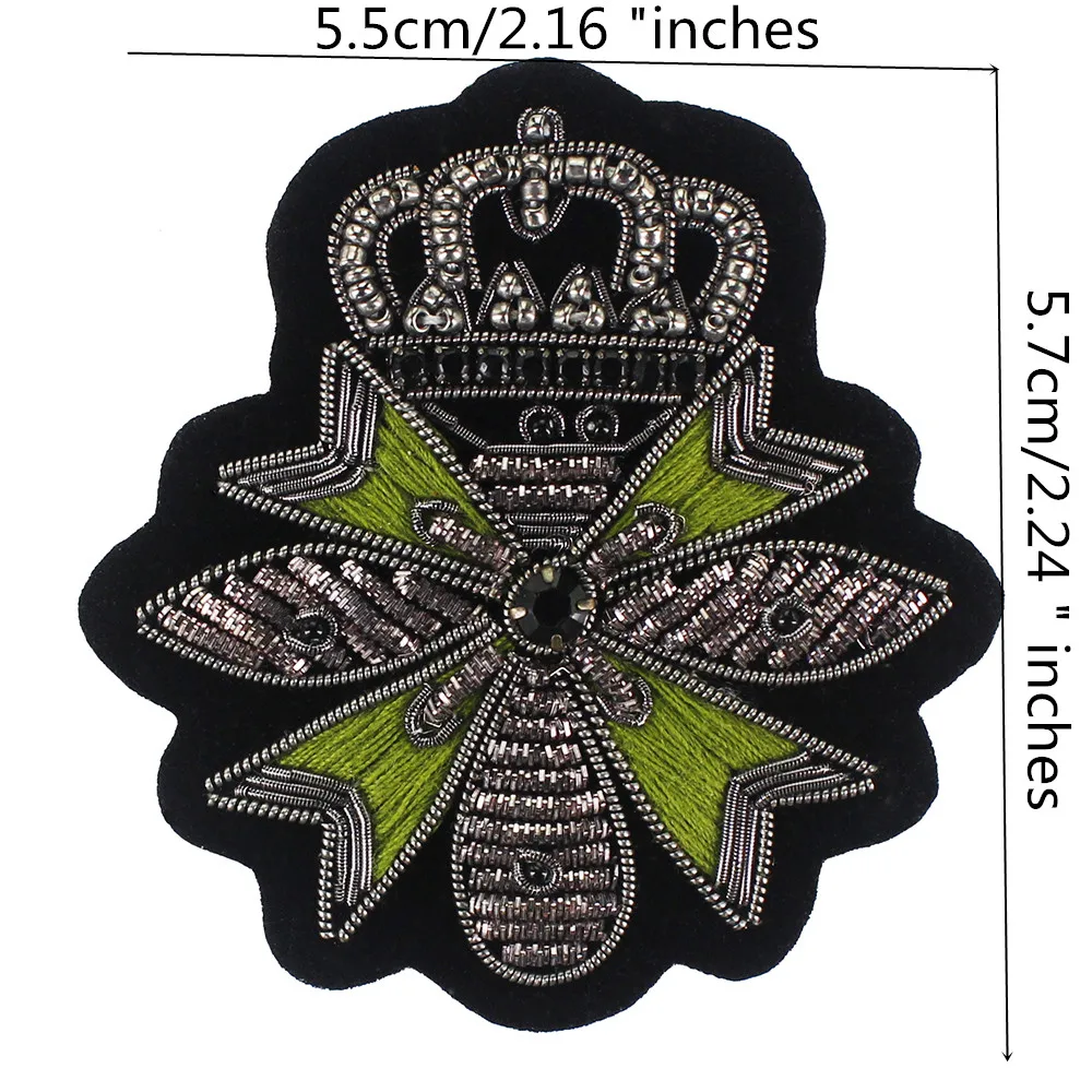 Индийская шелковая Корона пчела крест значки слитка проволока Аппликация из