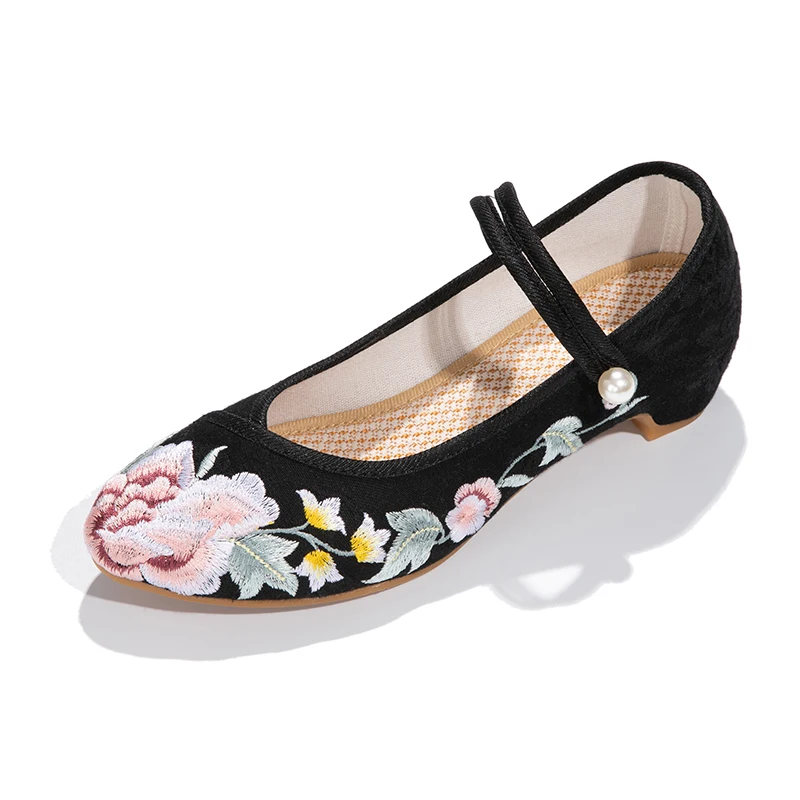 

Yuan EmbroideryCEYANEAOHigh End Floral Embroidered Women Canvas Flat Platforms Mid Top Ankle Strap Chinese Style Ladies Casual D