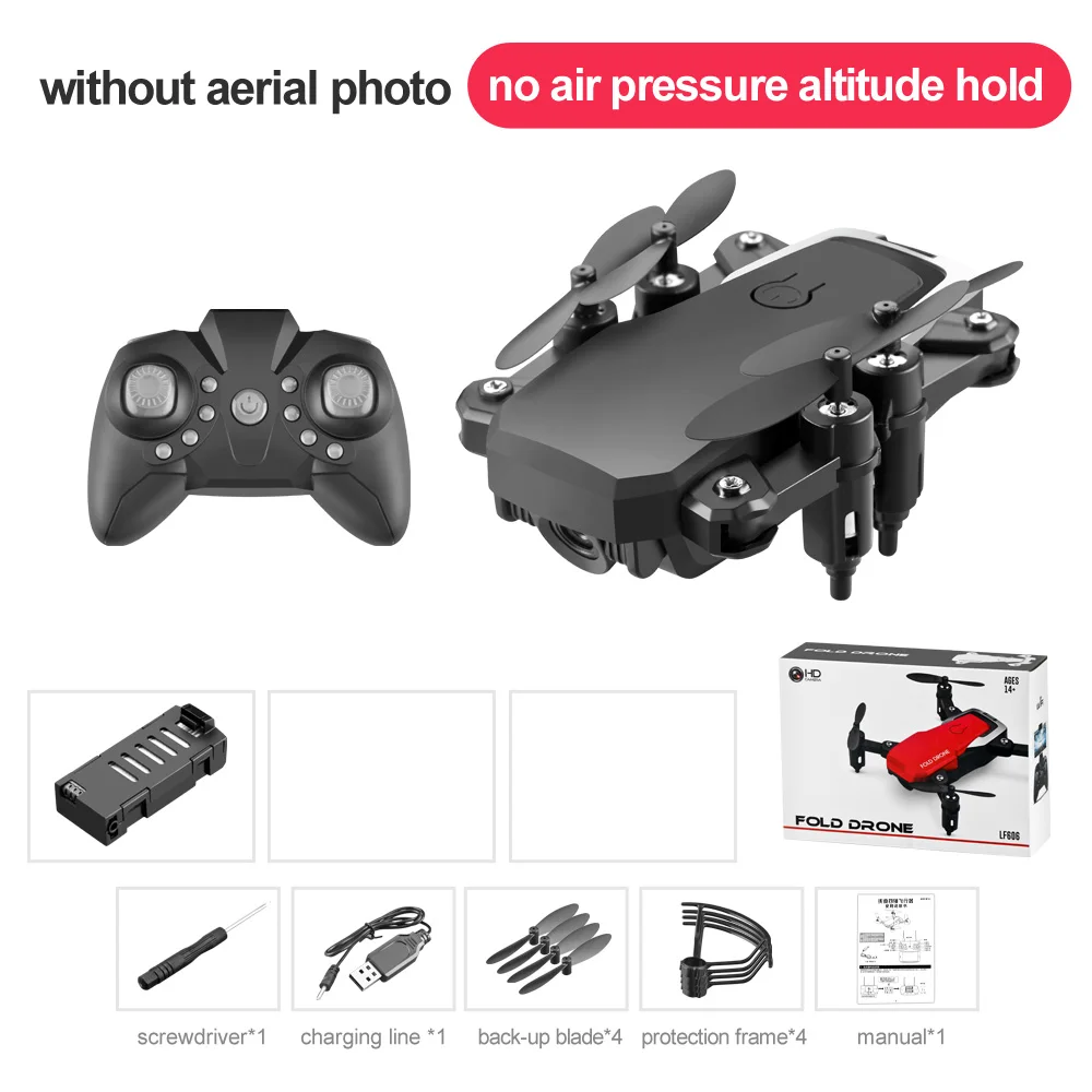 Black Without camera Мини-Дрон Квадрокоптер складной Wifi FPV дроны Квадроциклы с камерой профессиональный HD Дрон камера s 4K режим удержания высоты Детская игрушка - Цвет: Black Without camera