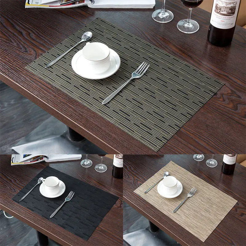 

PVC Placemat Woven Dining Table Mat Heat Insulation Hotel Western Tableware Pad Cup Coasters Kitchen Accessories 30*45CM/PC
