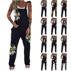 Женский комбинезон с принтом черепа, повседневный свободный комбинезоны, цельнокроеный винтажный комбинезон с широкими штанинами, Комбинезоны