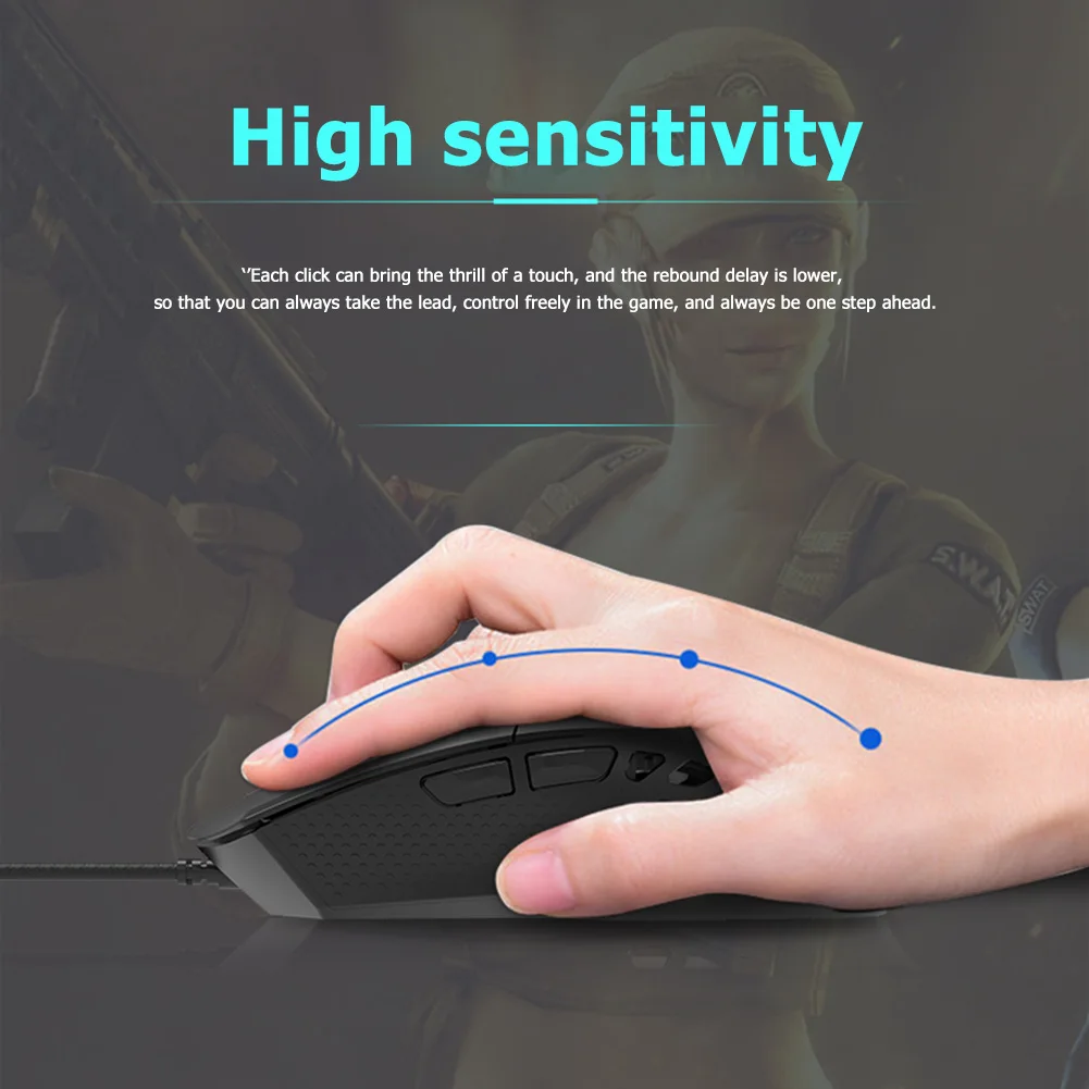 Распродажа! Мышь игровая Проводная с RGB подсветкой 6 передач 6200 DPI | Компьютеры и