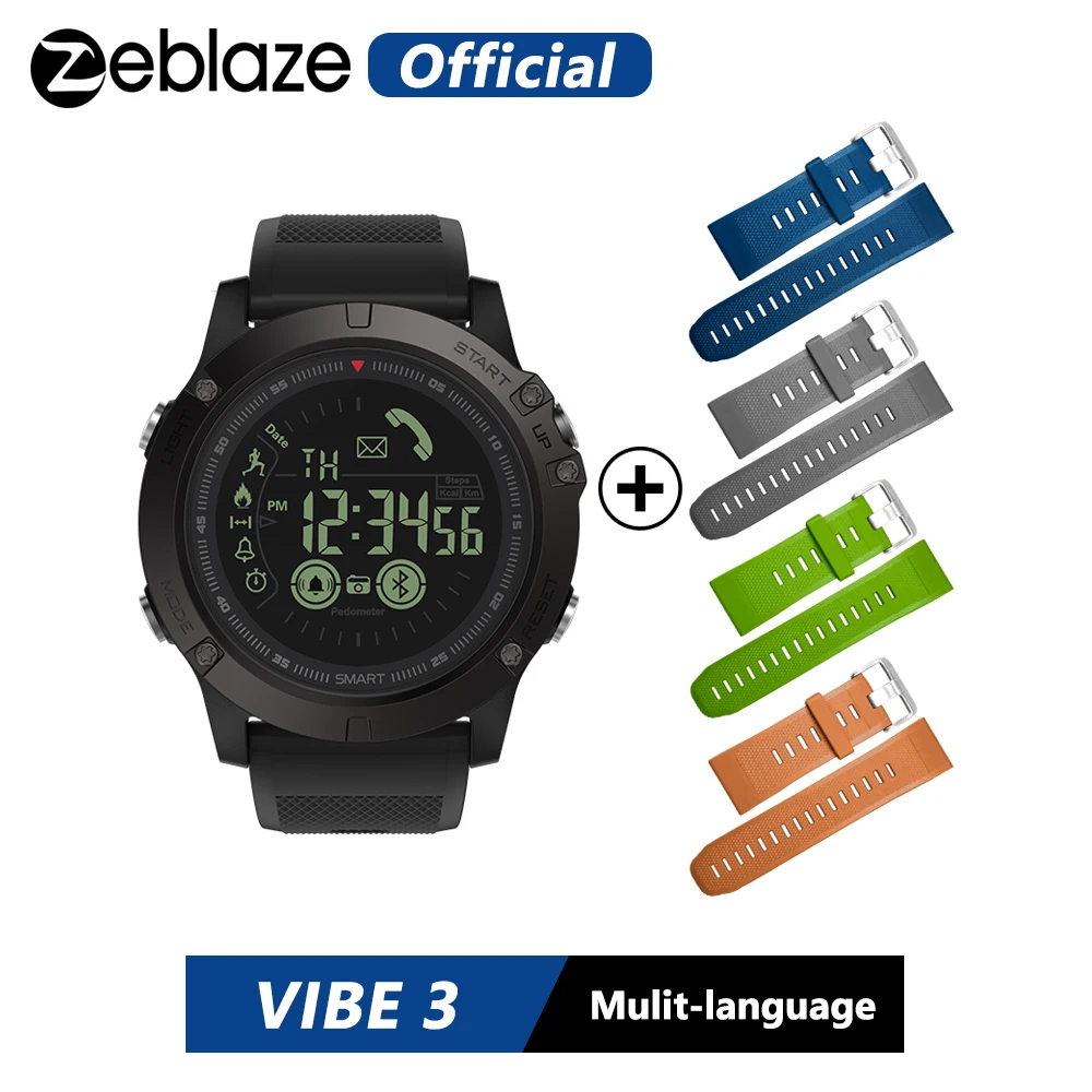 Оригинальные спортивные Смарт-часы Zeblaze VIBE 3, 33 месяца, время ожидания, 24 часа, всепогодный мониторинг, Смарт-часы для IOS и Android