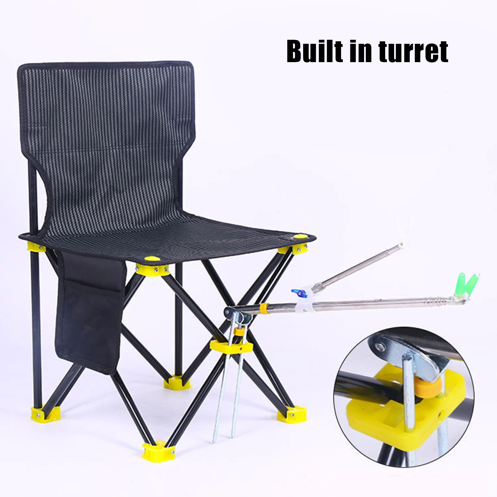 

Portable Camping Chair With Storage Bag Black Lightweight Backpacking Chair Foldable Compact Outdoor Chair Fishing Seat ZJ55