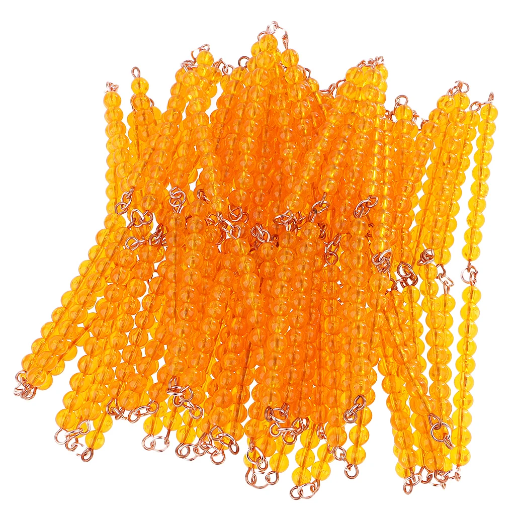 Montessori-Cadena de barra de 10 cuentas, 1000 unidades, naranja, para 100-2